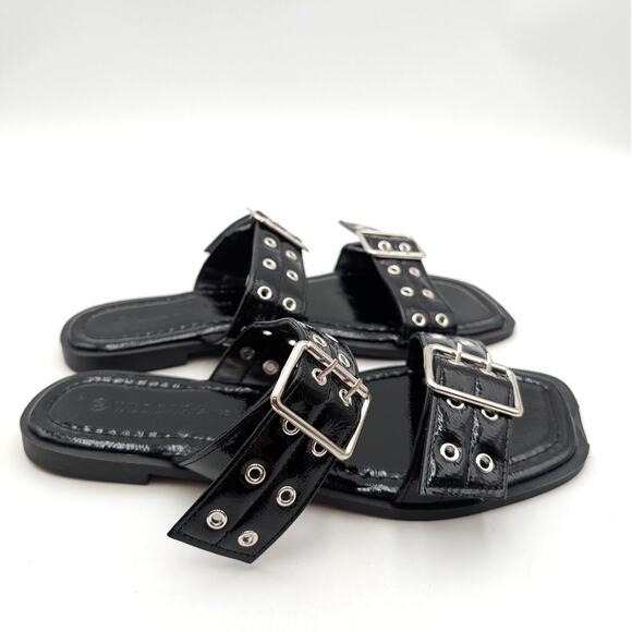 Wild Diva Lounge Belize Buckle Strap Slide Sandal Women's Black Size US10 EU41 - Picture 3 of 11